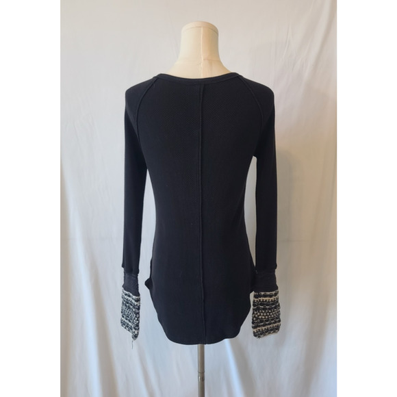 Free People Alpine Cuff Newbie Black Cotton Blend Thermal Top Y2K Small - Picture 5 of 6